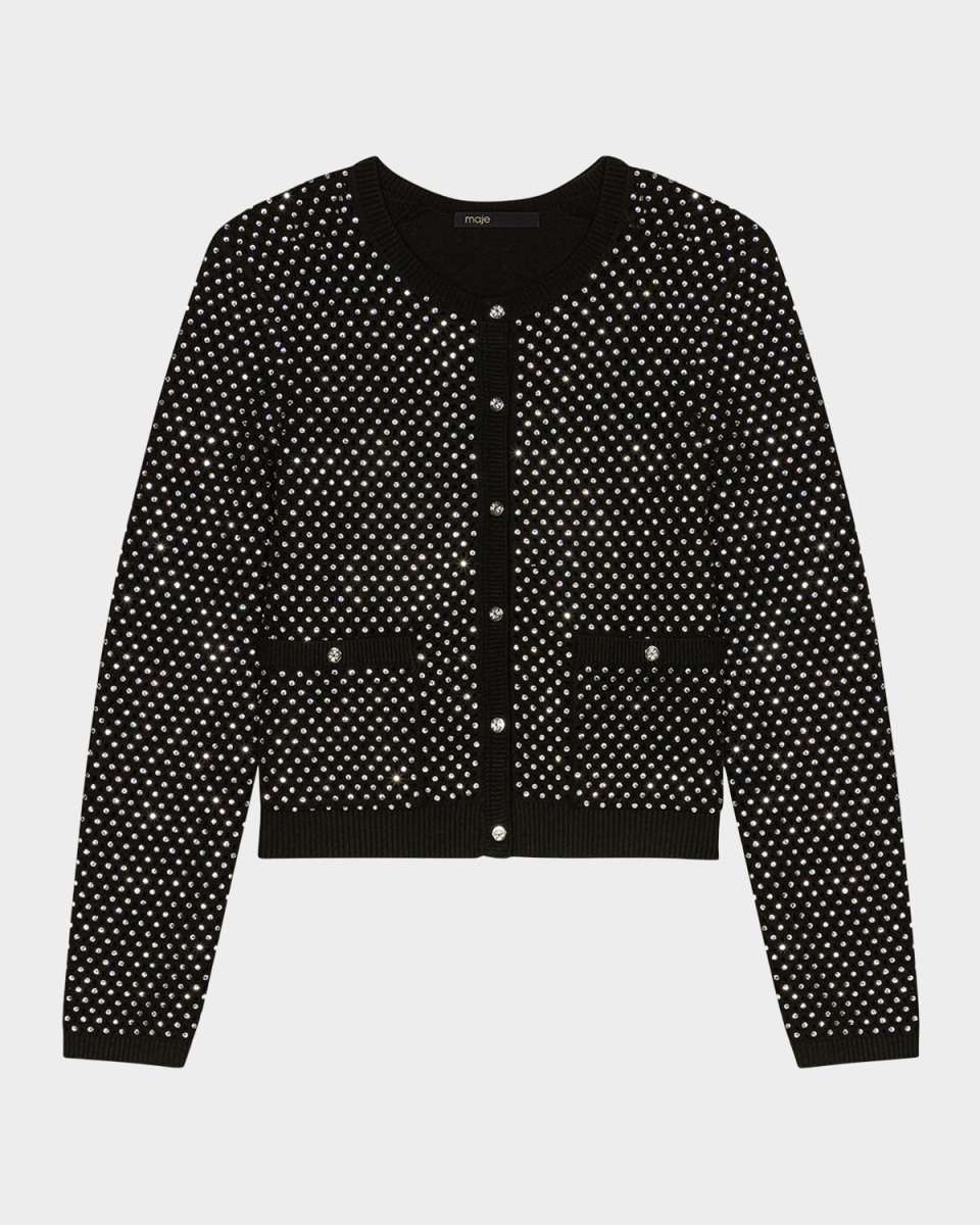 Mavilla Embellished Openwork Knit Cardigan